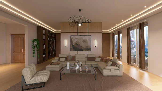 a living room with a couch a chair and a table